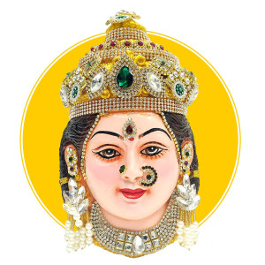 Lakshmi Devi Face Mask with Green Stone Crown