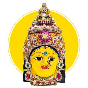 Traditional Lakshmi Ammavaru Face Mask with Stone Embellishments
