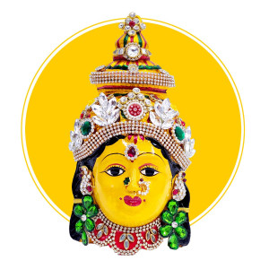 Ammavaru Face Idol with Golden Halo for Varalakshmi Vratham – Premium Stone Embellished Design
