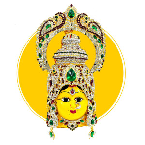 Traditional Lakshmi Face Mask with Stone Crown (12 Inches)