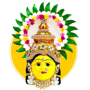 Ammavaru Face Idol with Decorative Flower Arch – Varalakshmi Vratham Special