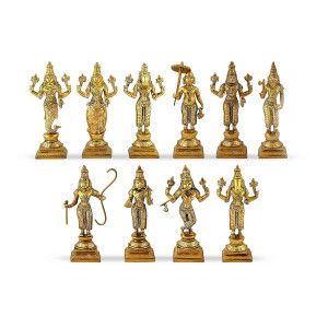 Brass Dashavathar Idol Set (10 Avatars of Lord Vishnu)