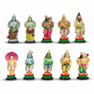 Clay Handcrafted Dashavatharam Idols (Set of 10)