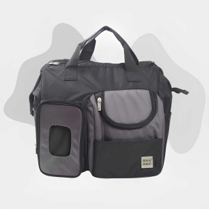Mee Mee Printed Diaper Bag – Spacious & Travel-Friendly (Black & Grey)
