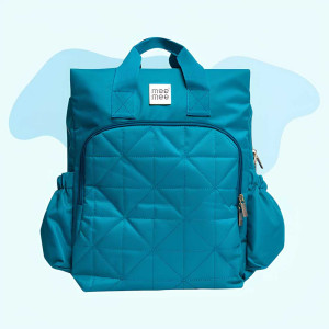 Mee Mee Quilted Diaper Backpack – Stylish & Spacious (Teal Blue)