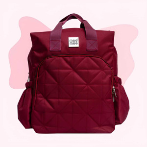 Mee Mee Quilted Diaper Backpack – Stylish & Spacious (Maroon)