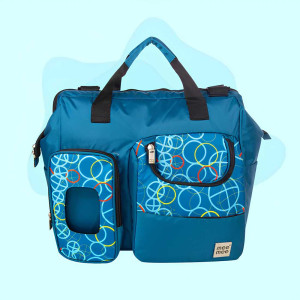 Mee Mee Printed Diaper Bag – Spacious & Travel-Friendly (Blue Circle Print)