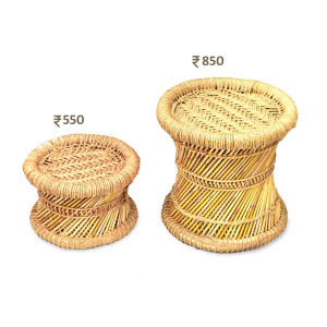 Handcrafted Bamboo Stools – Set of 2