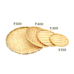 Traditional Bamboo Muram (Winnowing Trays) – Set of 4