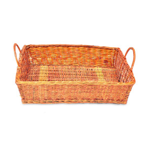 Handwoven Rectangular Bamboo Basket with Handles