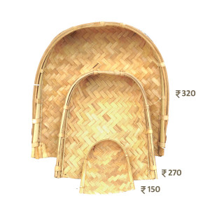 Handwoven Bamboo Winnowing Basket Set – Traditional Grain & Kitchen Utility
