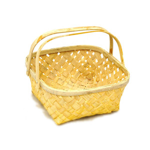 Handwoven Bamboo Square Basket with Dual Handles – Light Natural Finish