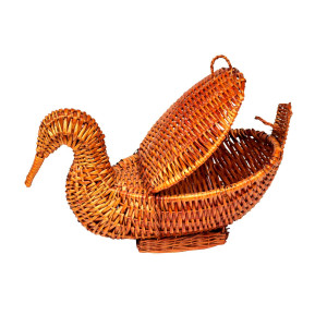 Handwoven Bamboo Duck-Shaped Basket with Lid – Decorative & Storage