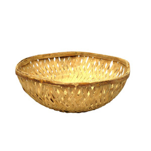 Handwoven Bamboo Round Utility Basket – Traditional Storage