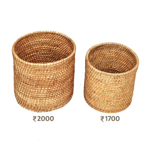 Handwoven Bamboo Round Basket Set – Premium Storage Utility