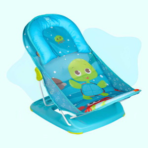 Mee Mee Compact Anti-Skid Baby Bather with Reclining Seat (Turtle Design, Green)