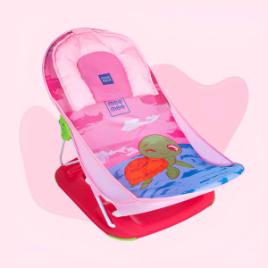 Mee Mee Compact Anti-Skid Baby Bather with Reclining Seat (Toucan Bird Design, Pink)