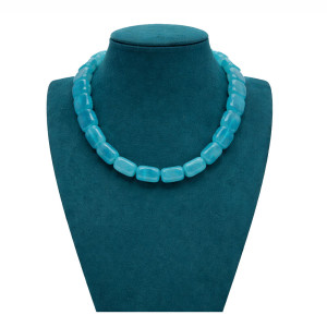 Aqua Blue Chunky Beaded Necklace