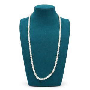 Elegant White Pearl Long Necklace