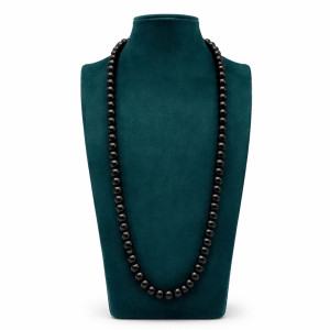 Classic Black Beads Long Necklace