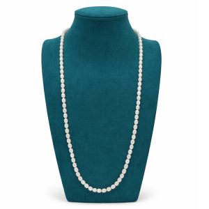 Elegant White Long Beaded Necklace