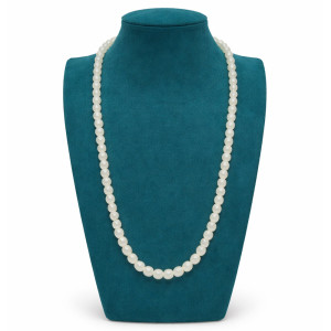 Elegant White Long Beaded Necklace