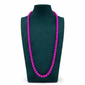 Bright Magenta Beads Long Necklace