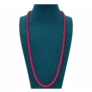 Dark Pink Beads Long Necklace