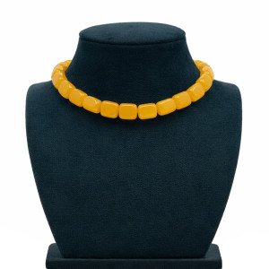 Yellow Beads Short Necklace Choker