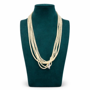 Cream Multi Layer Beads Necklace