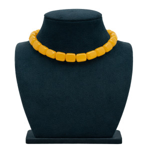 Stylish Yellow Square Beads Necklace