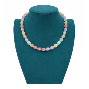 Pastel Multicolor Oval Beaded Necklace