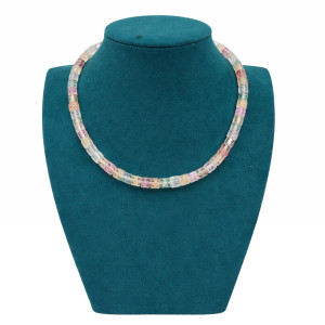 Multicolor Crystal Block Beaded Necklace
