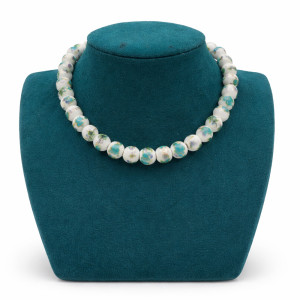 White Floral Beaded Stone Necklace