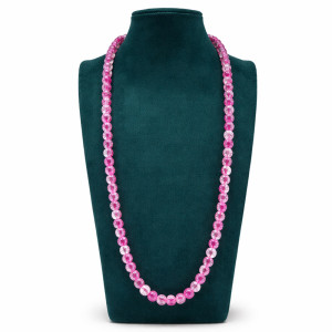 Bright Pink Crystal Beads Necklace