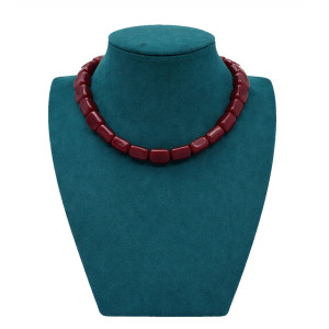 Elegant Maroon Beaded Short Necklace
