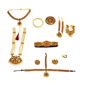 Complete Bharatanatyam Temple Jewellery Set
