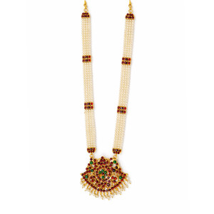 Traditional Bharatanatyam Pearl Long Necklace