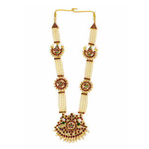 Traditional Bharatanatyam Pearl Temple Necklace