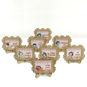 Wooden Krishna Theme Telugu Name Plates – Each