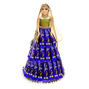Traditional Indian Bride Doll in Blue Saree