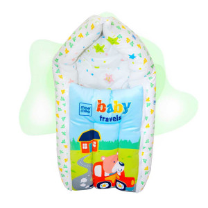 Mee Mee Baby Carry Nest – Soft & Cozy Travel Edition (Green Bear & Car Print)