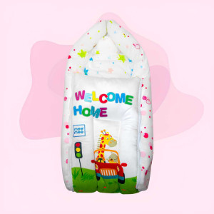 Mee Mee Baby Carry Nest – Soft & Cozy with Hood (Welcome Home Giraffe Pink Print)