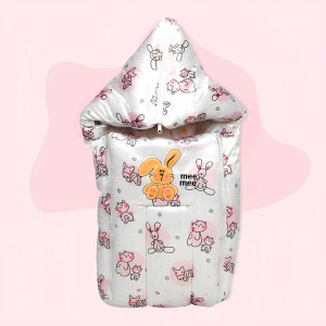 Mee Mee Baby Carry Nest – Soft & Cozy with Hood (Pink Bunny Print)