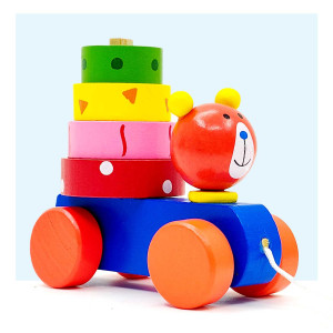 Bear Pull-Along Stacker Toy – Wooden Educational Toy