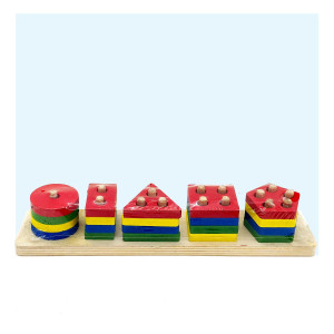 Wooden Geometric Shape Sorter – Educational Stacking Toy