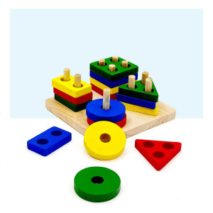 Wooden Shape and Color Sorting Board – Educational Puzzle Toy