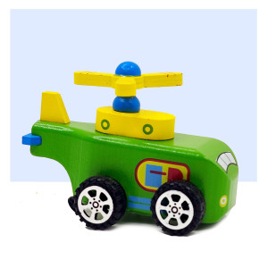 Channapatna Wooden Helicopter Car Toy – Handcrafted Pull-Along Vehicle