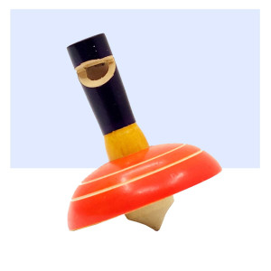 Channapatna Wooden Spinning Top with Whistle – Handcrafted Toy