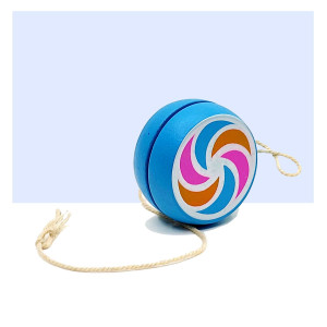 Channapatna Wooden Yo-Yo Toy – Blue Handcrafted Spinning Game for Kids